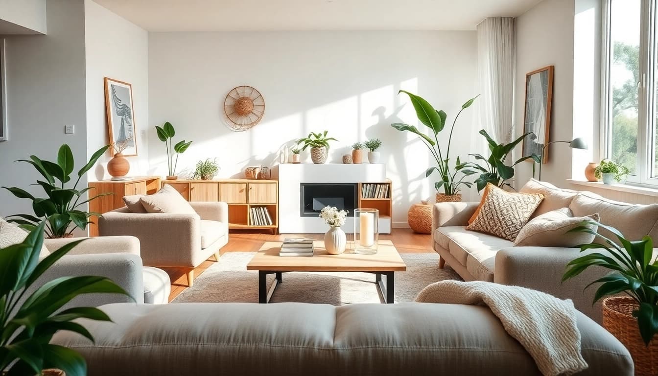 Enhance your home with sustainable living tips from https://sicherlebensraum.de, showcasing a cozy living room.