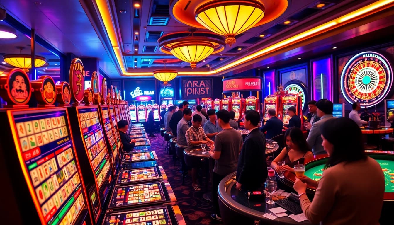Experience mahjong ways 2 slot excitement with players immersed in high-stakes gameplay at a vibrant casino.