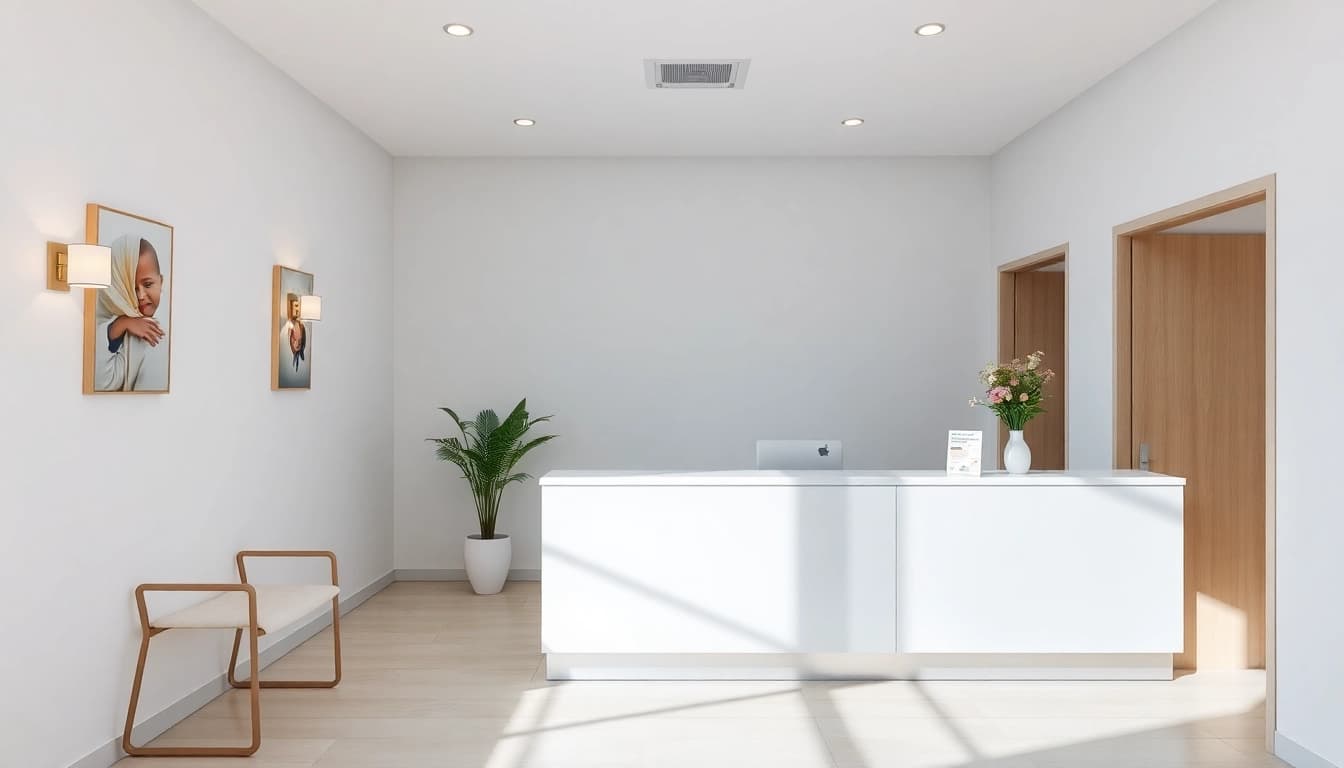 Fecondazione in a calming consultation room emphasizing fertility services.