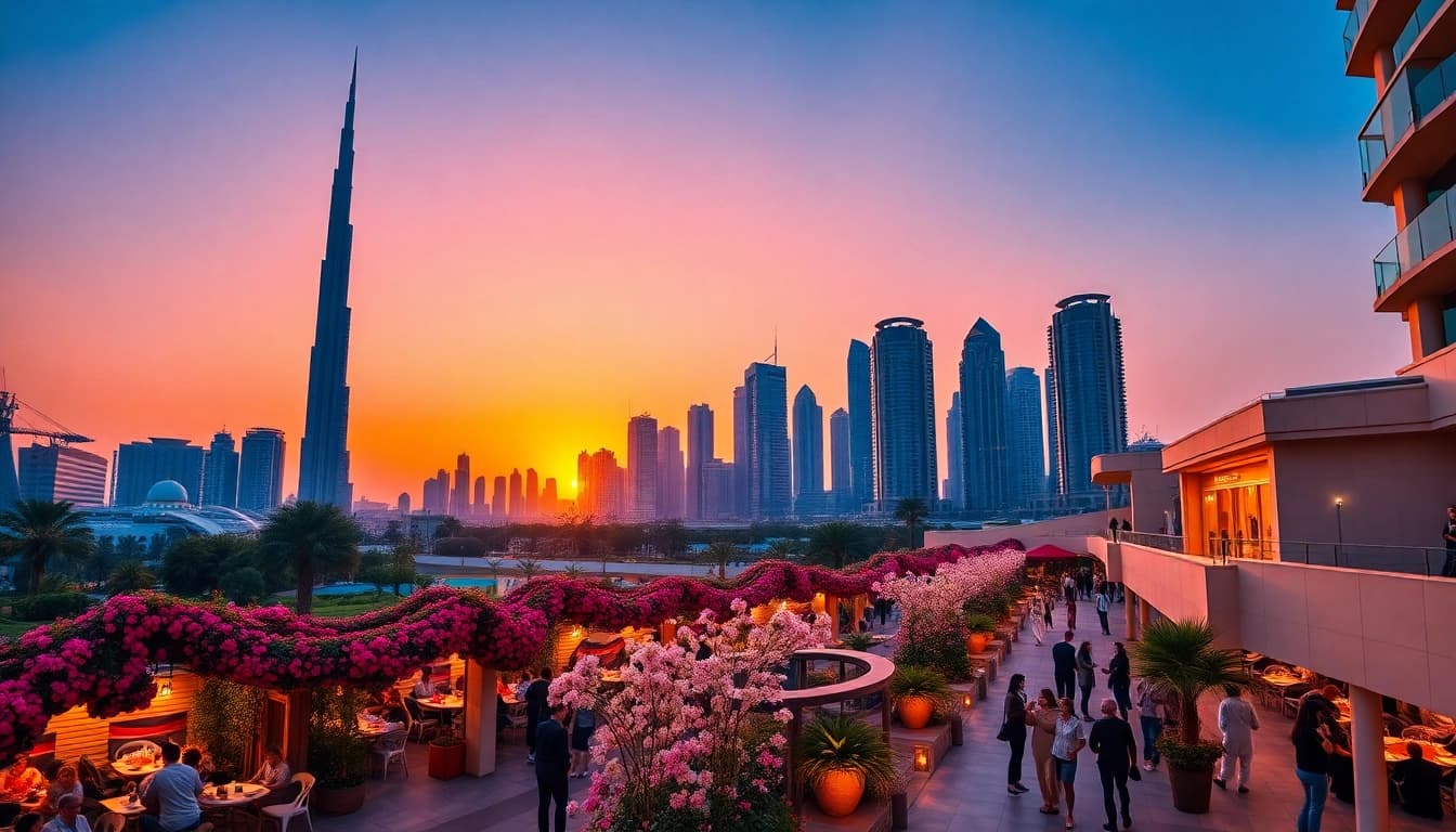 Experience the beauty of Dubai's skyline at sunset while you Explore Dubai's vibrant streets.