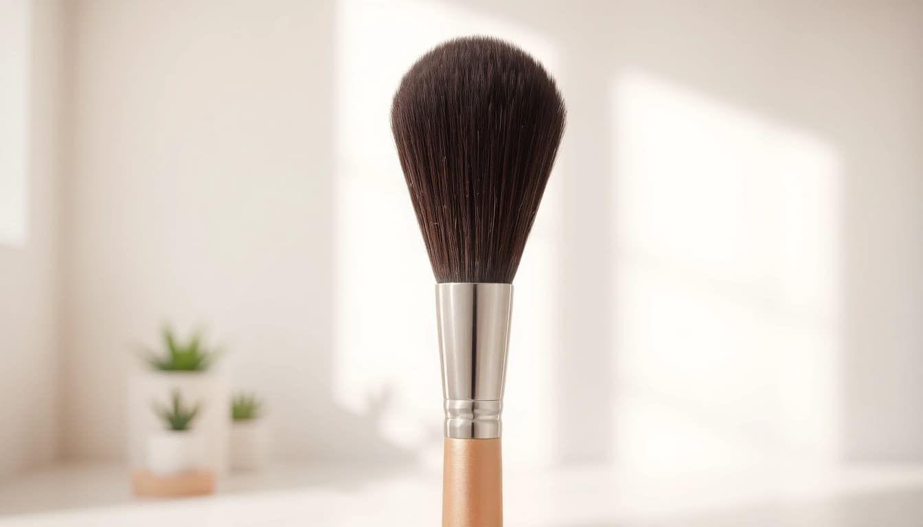 Using an angled makeup brush for precise application and flawless finishes.