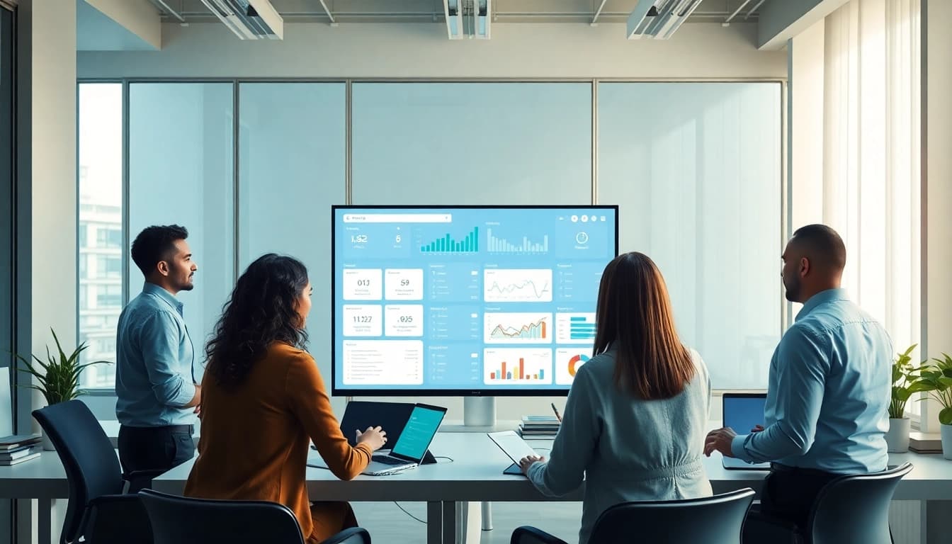 Enhance productivity with an enterprise search engine interface showcasing team collaboration.