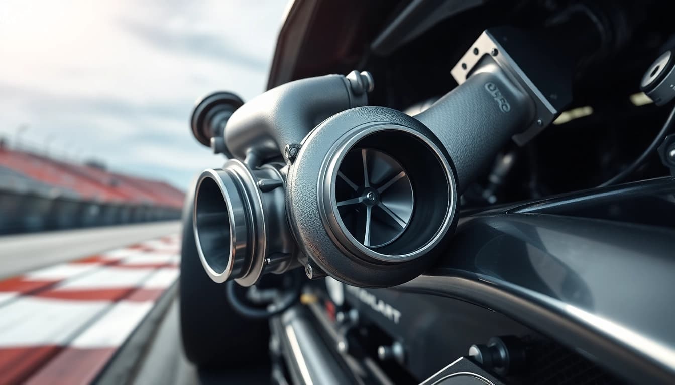 Enhance performance with Turbosmart track turbo in a high-speed racing setting.