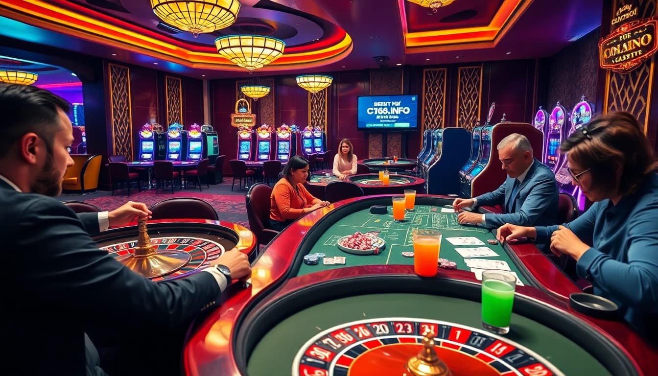 Experience thrilling gaming at C168.INFO, showcasing players making big bets at an elegantly designed poker table.