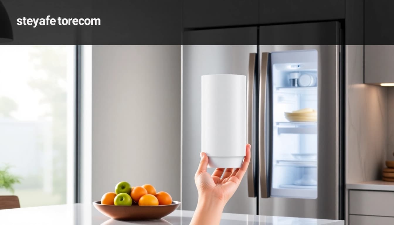 Waterdrop 4396841 Replacement for Everydrop® Filter 3 displayed in a modern kitchen refrigerator setting.