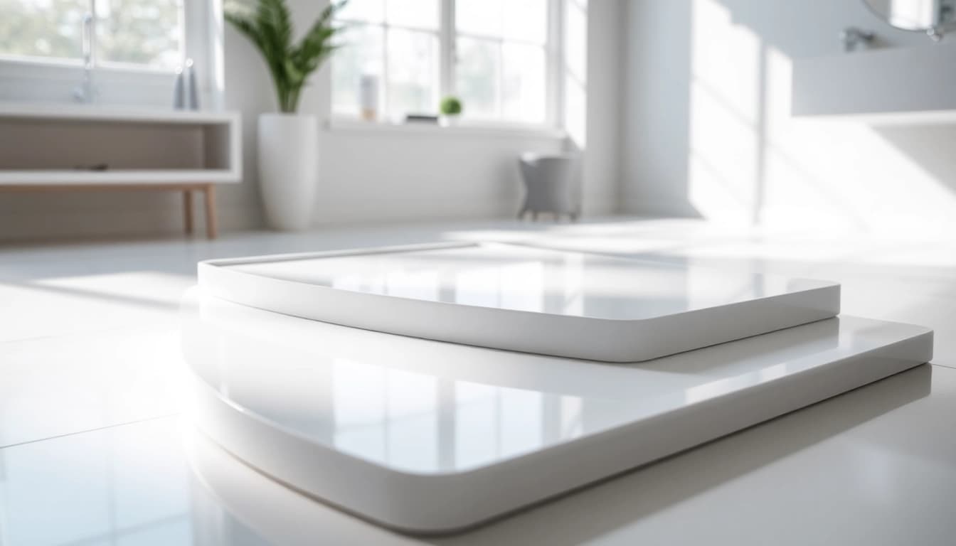 Piatto doccia elegante in un bagno moderno con dettagli di design accattivanti.