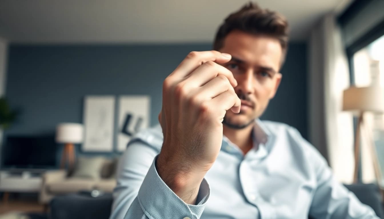 Showcase Gunmetal Wedding Bands for Men with a stylish man wearing a sleek, modern ring.