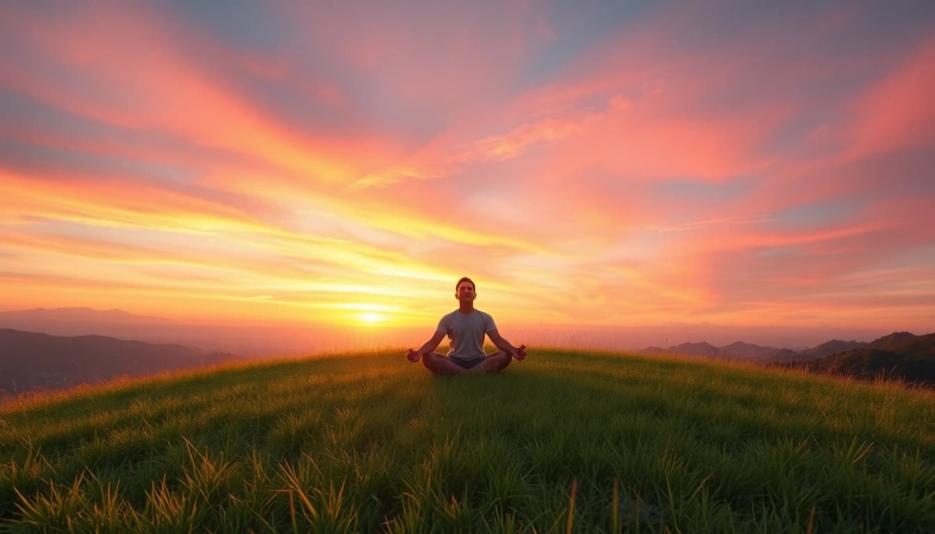 Relaxing at sunset while embracing the concept of Life in a Break Down.