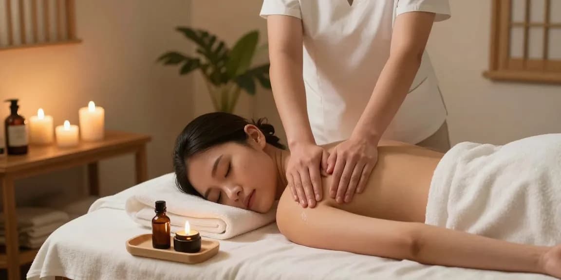 마사지 중인 고객과 편안한 스파 환경을 담은 이미지