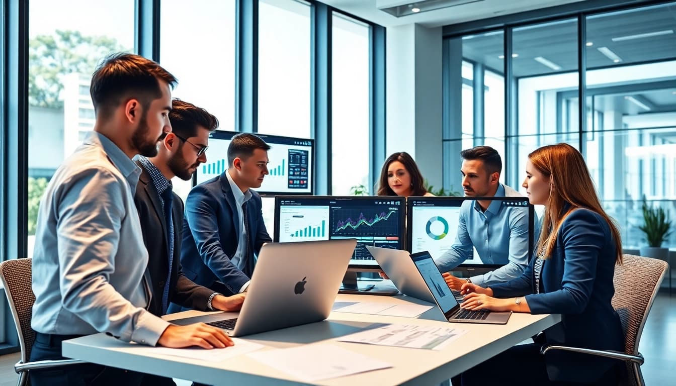 Optimize competitive intelligence strategies with a dynamic business analysis team collaborating effectively.