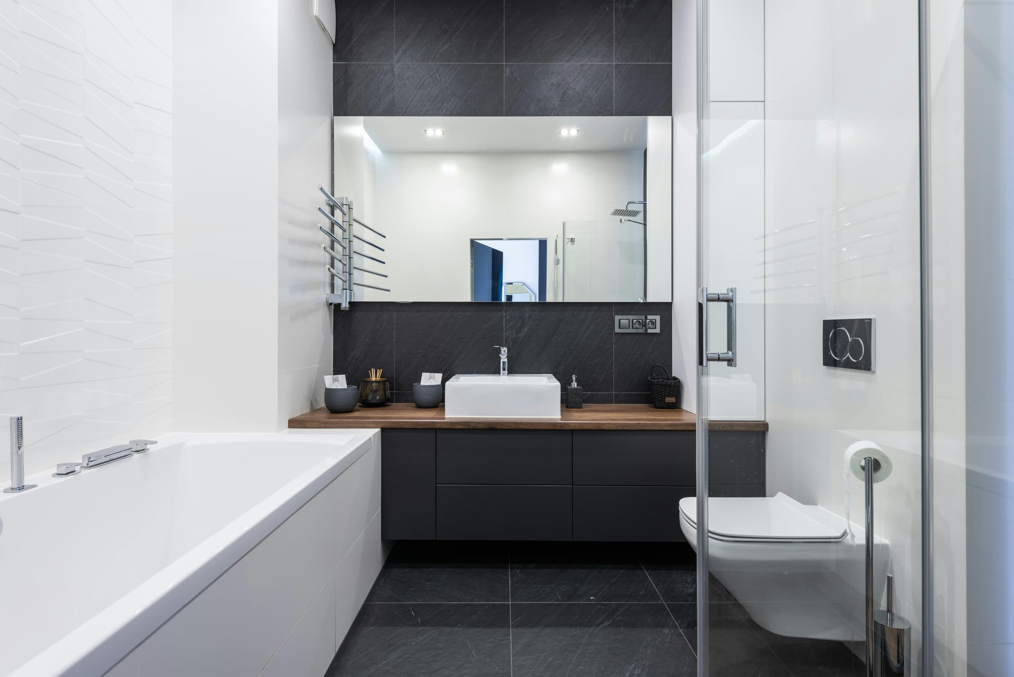 Bold Bathroom Designs Featuring a Black Shower Door