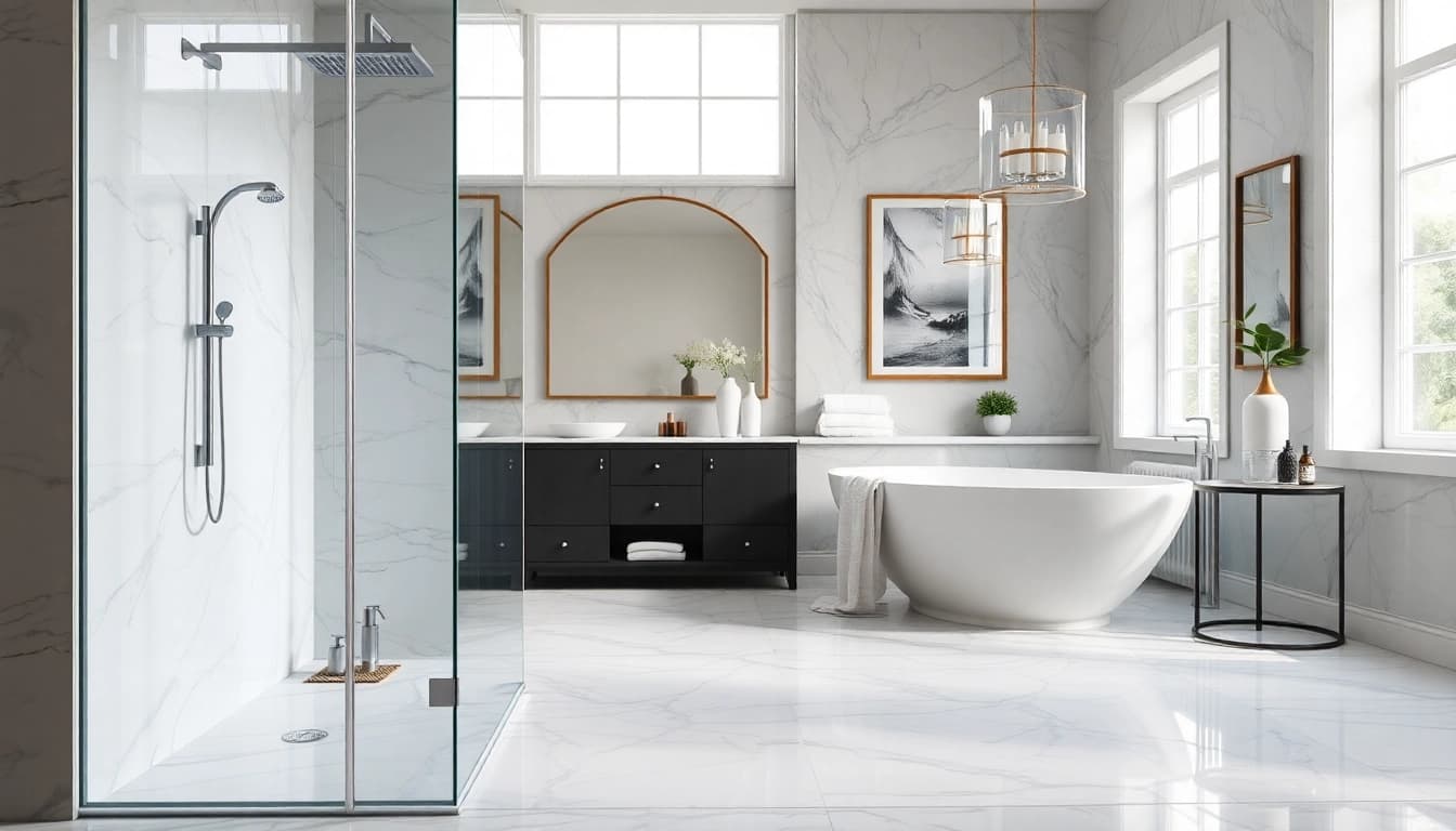 Elegant showers UK feature stylish designs in luxurious bathroom settings.