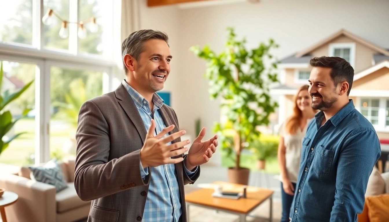 Engage with expert real estate agent presenting homes in a vibrant, welcoming setting.