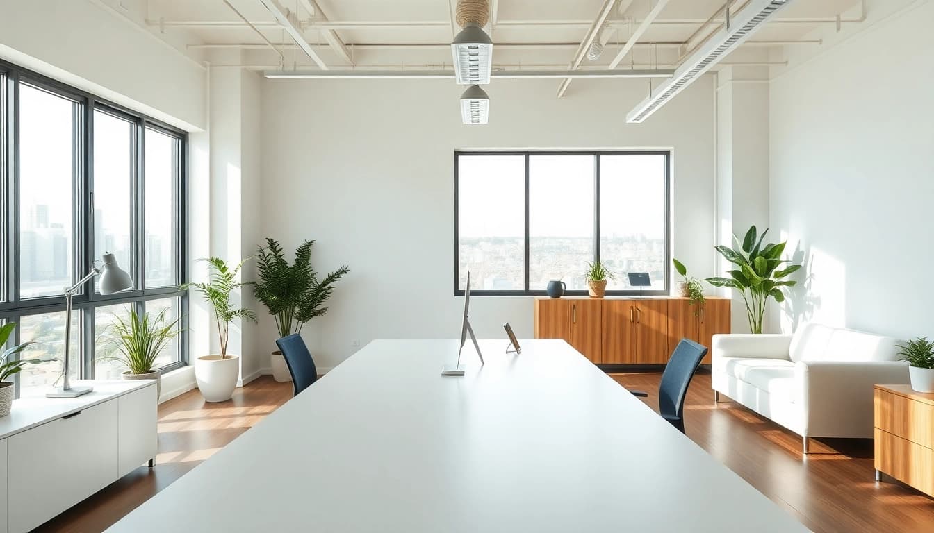 Showcase of innovative lighting solutions illuminating a modern workspace design.