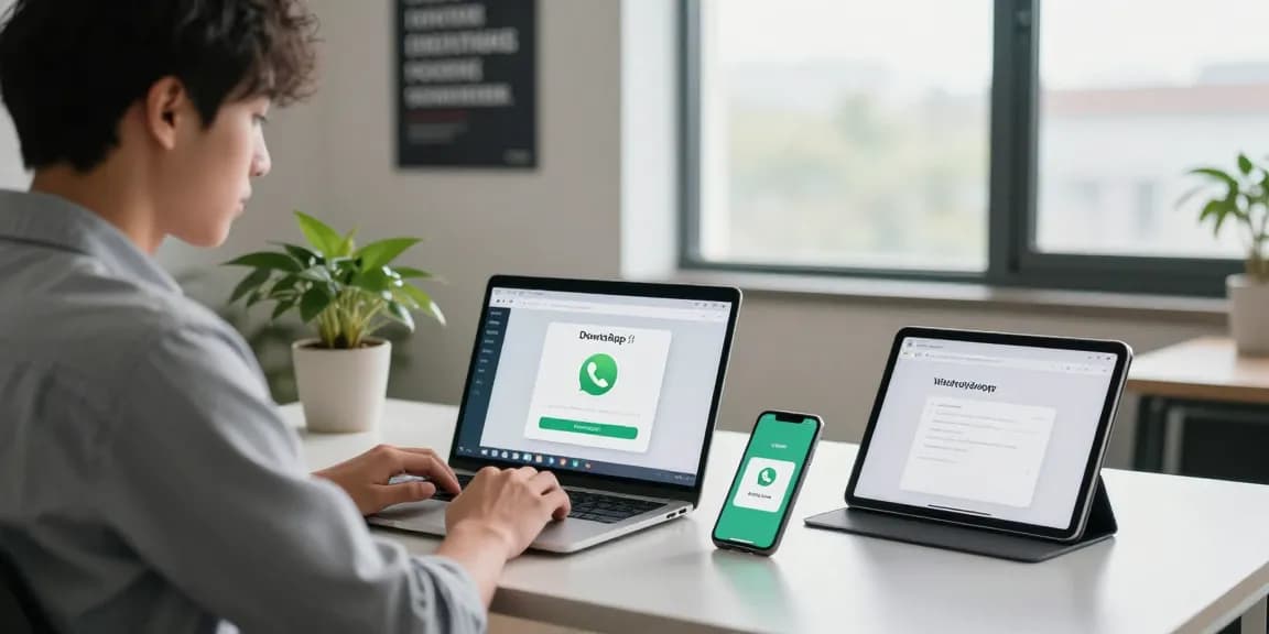 Efficient workspace for WhatsApp下載 setup and installation guide in a modern tech environment.