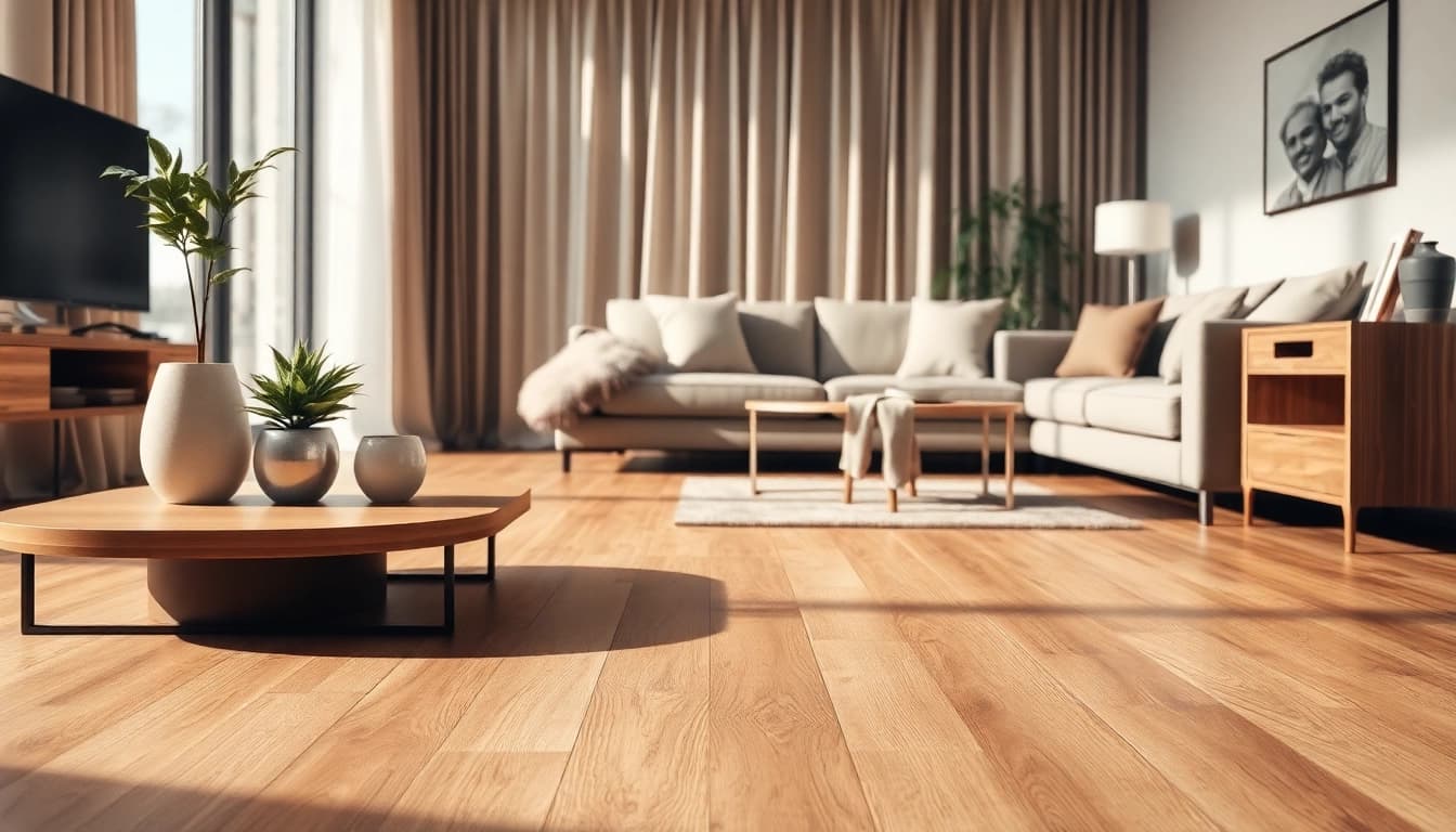 Enhance your space with discount vinyl flooring showcasing a cozy living area with natural light.