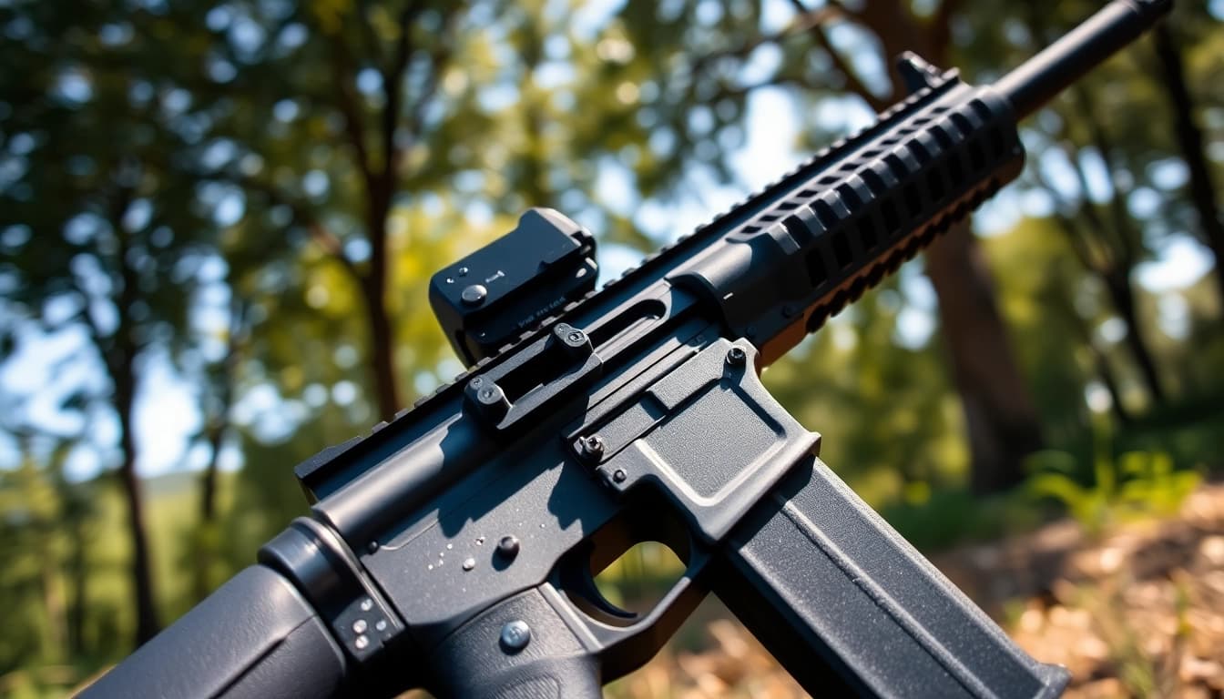 Showcasing the super safety ar15 mechanism in a close-up, tactical setting for firearm enthusiasts.