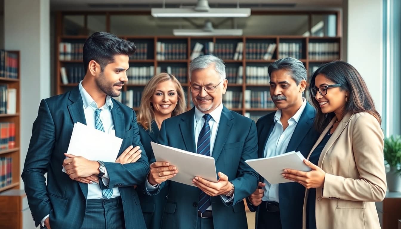 Engaging scene of Atlanta Injury Lawyers collaborating in a professional office.