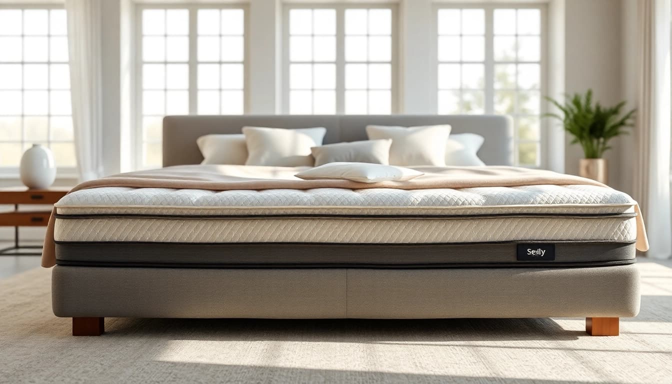 Comfortable Sealy mattress foam showcased in a serene bedroom setting with bright natural light.