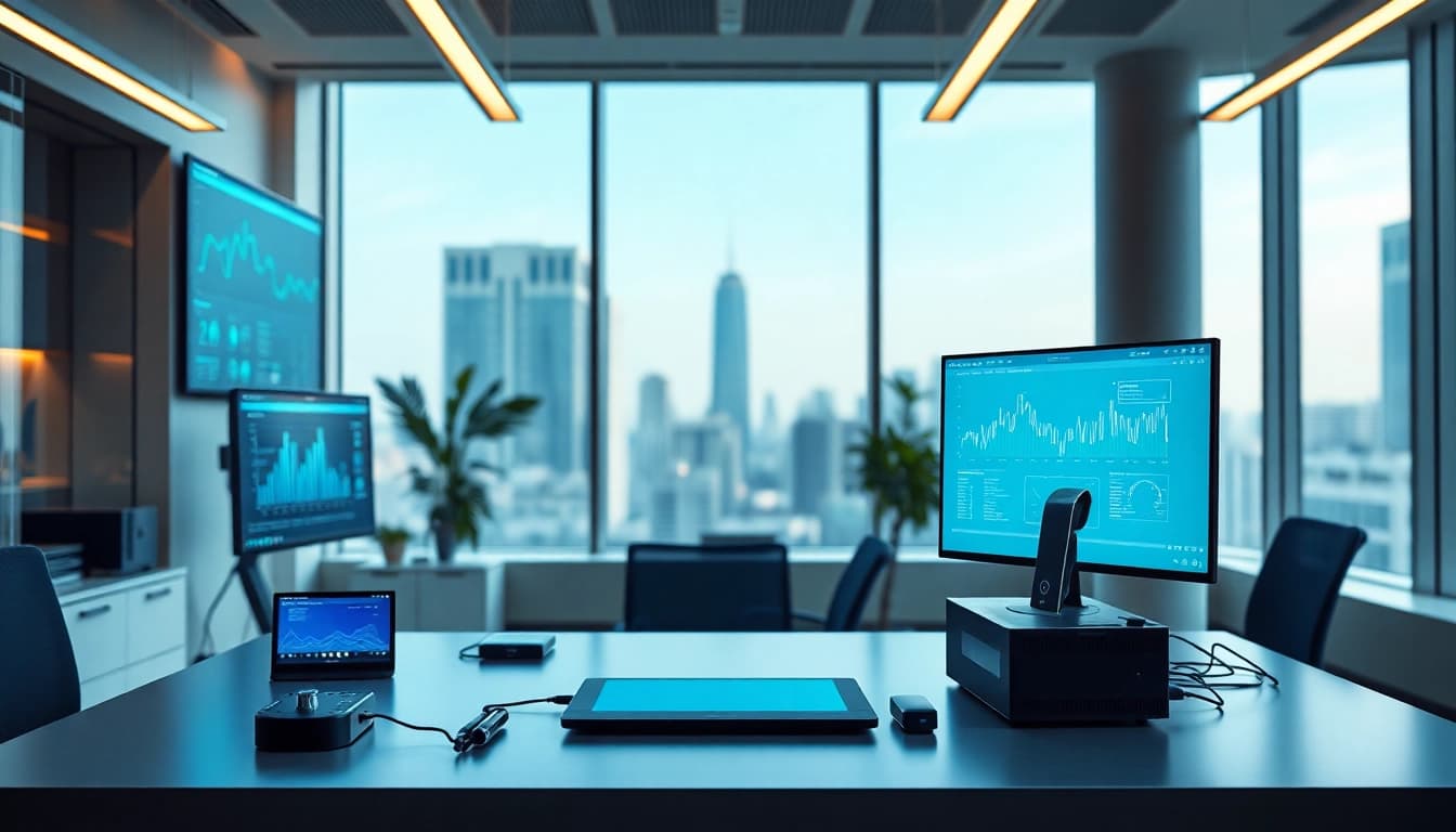 Cyberdan technology showcased in a modern office with advanced data analysis tools.