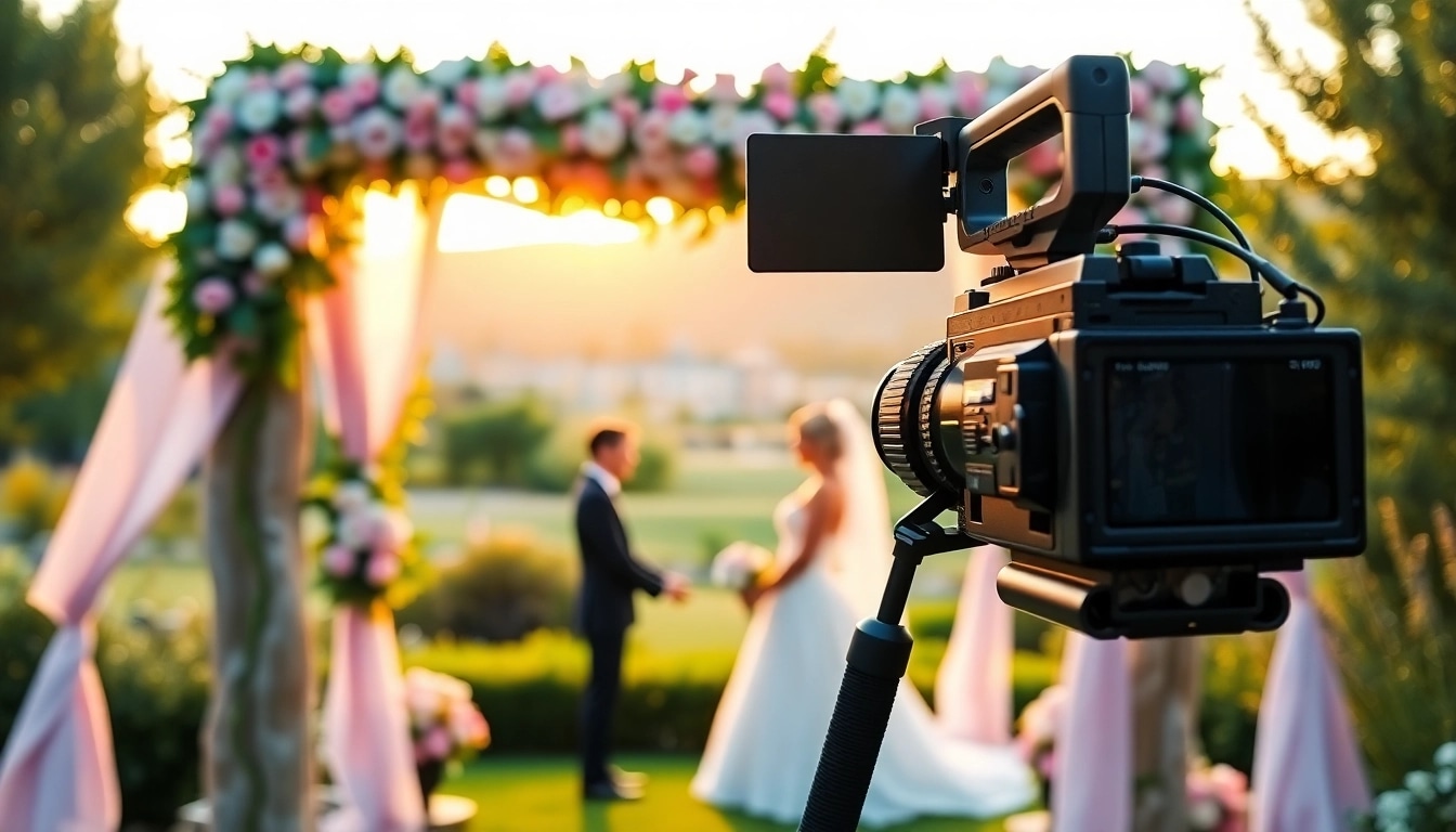 Capture from a Phoenix videographer filming an outdoor wedding ceremony.