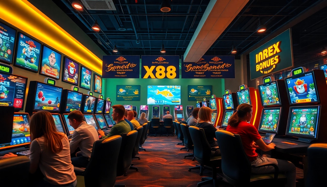 Engaging gaming scene at XX88.XYZ showcasing diverse players enjoying thrilling online games.