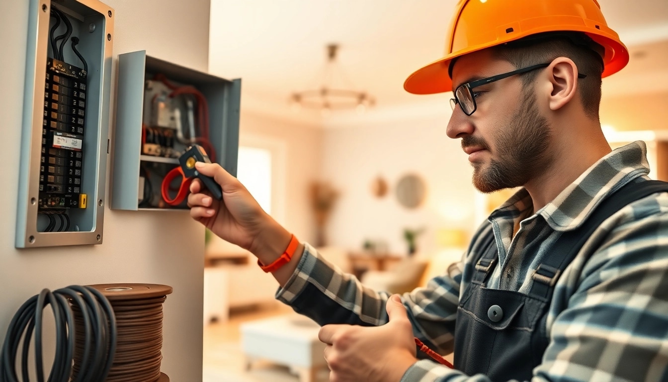 Technician providing expert electrical services vancouver in a home setting.