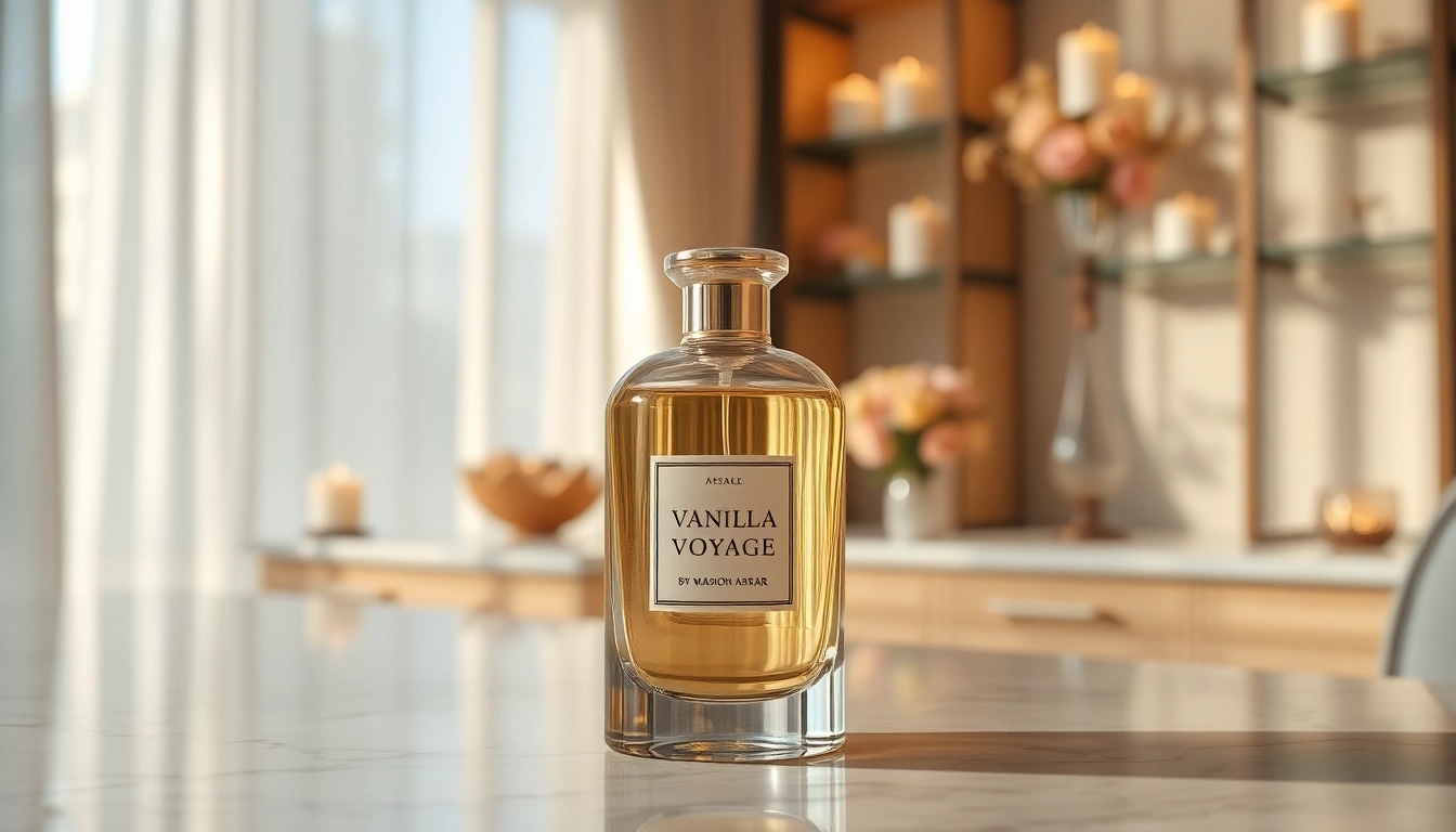 Verken de luxe en complexiteit van Vanilla Voyage by Maison Asrar met zijn verfijnde flesontwerp.