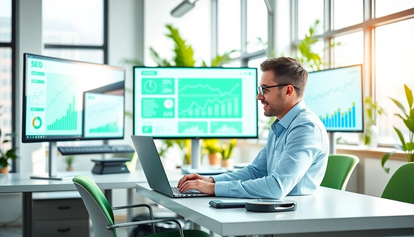 Enhance your SEO with effective marketing strategies in a vibrant office setting.
