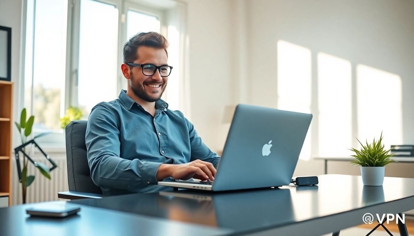 快连VPN enhances user experience in a modern home office setting with seamless connectivity.
