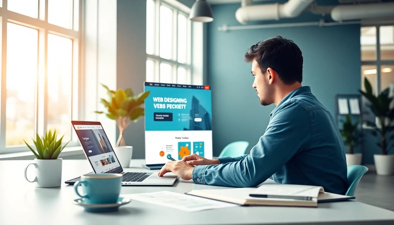 Professional web designer creating an SEO-optimized website design.