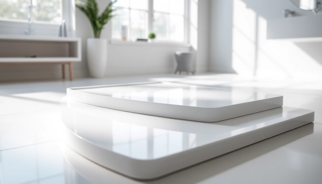 Piatto doccia elegante in un bagno moderno con dettagli di design accattivanti.