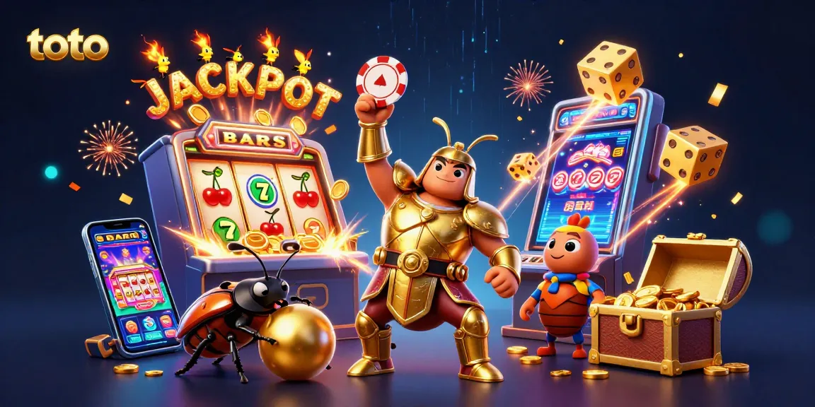 Experience a thrilling jackpot with toto in this ultra-detailed 3D casino illustration featuring vibrant characters and elements.