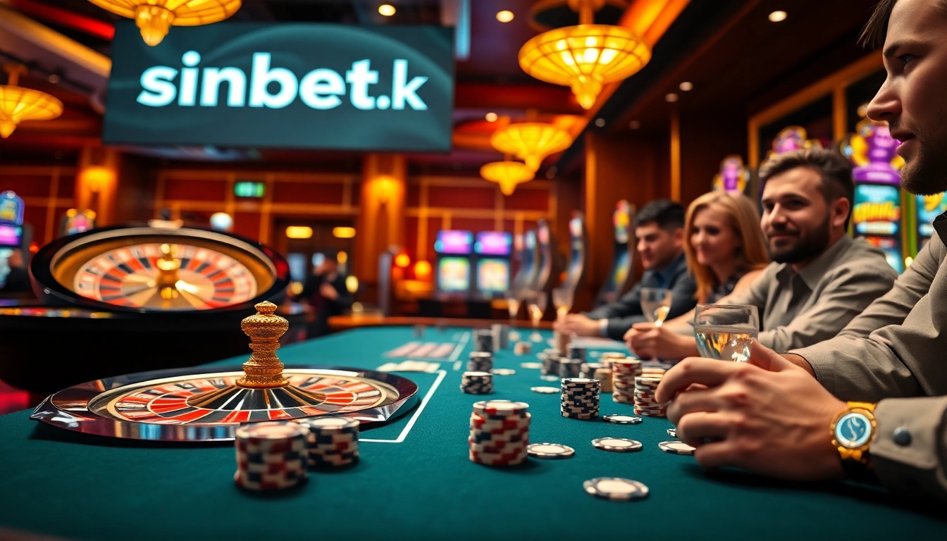 Experience the thrill of betting with sinbet.ink at a vibrant casino table filled with excitement.