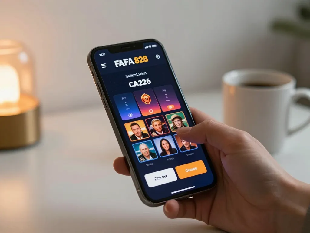 FAFA828 mobile screen displayed while engaging in online gaming, showcasing user-friendly interface.
