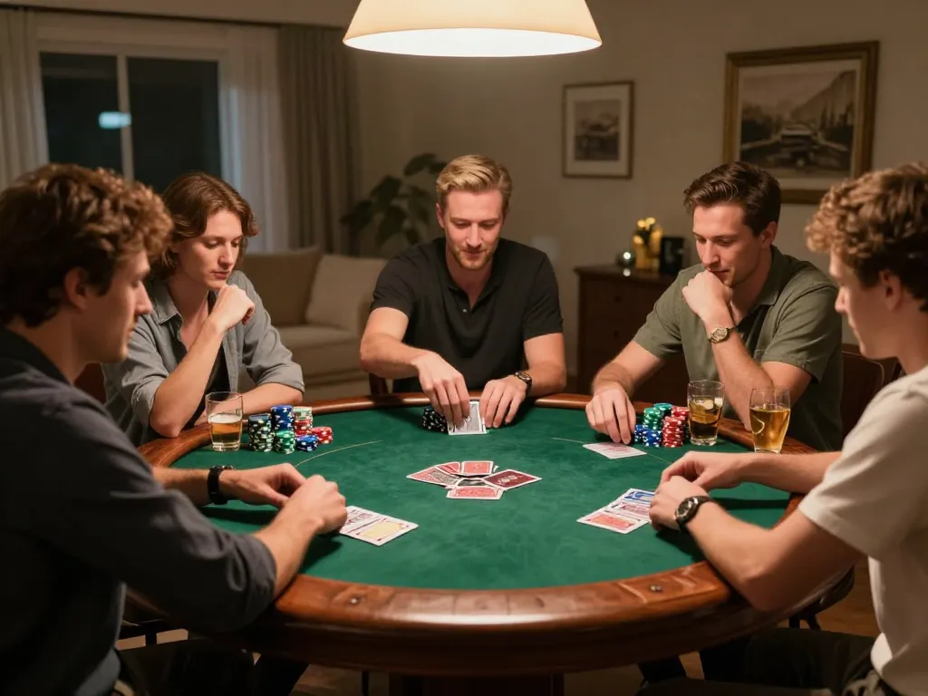 Experience the excitement of a home poker night where friendships thrive, featuring giường bệnh nhân for comfortable seating.