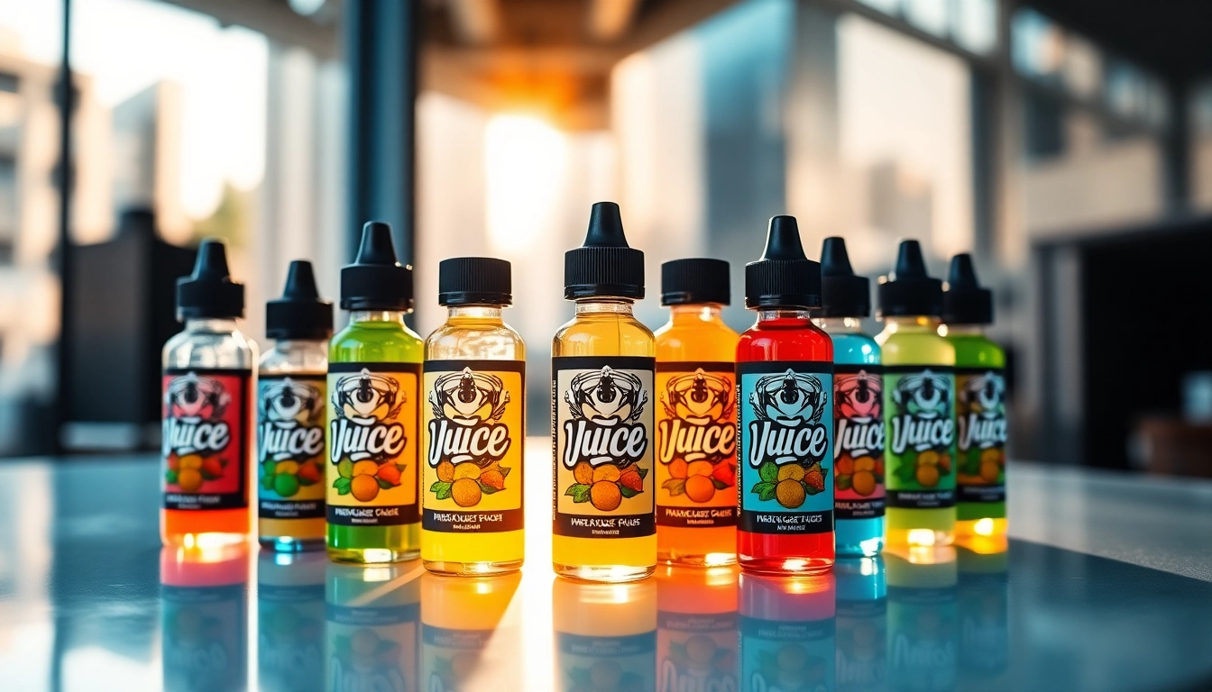 Vape juice depot bottles showcasing vibrant flavors in a bright and stylish setting.