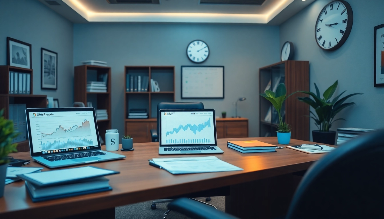 Expert SMSF accountant's office showcasing financial strategies and a professional atmosphere.