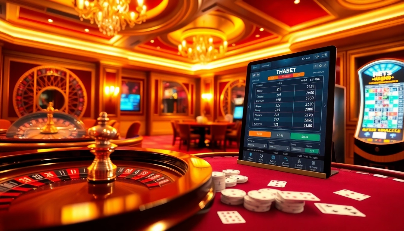 Experience thrilling games at THABET casino with lively tables and vibrant decor.