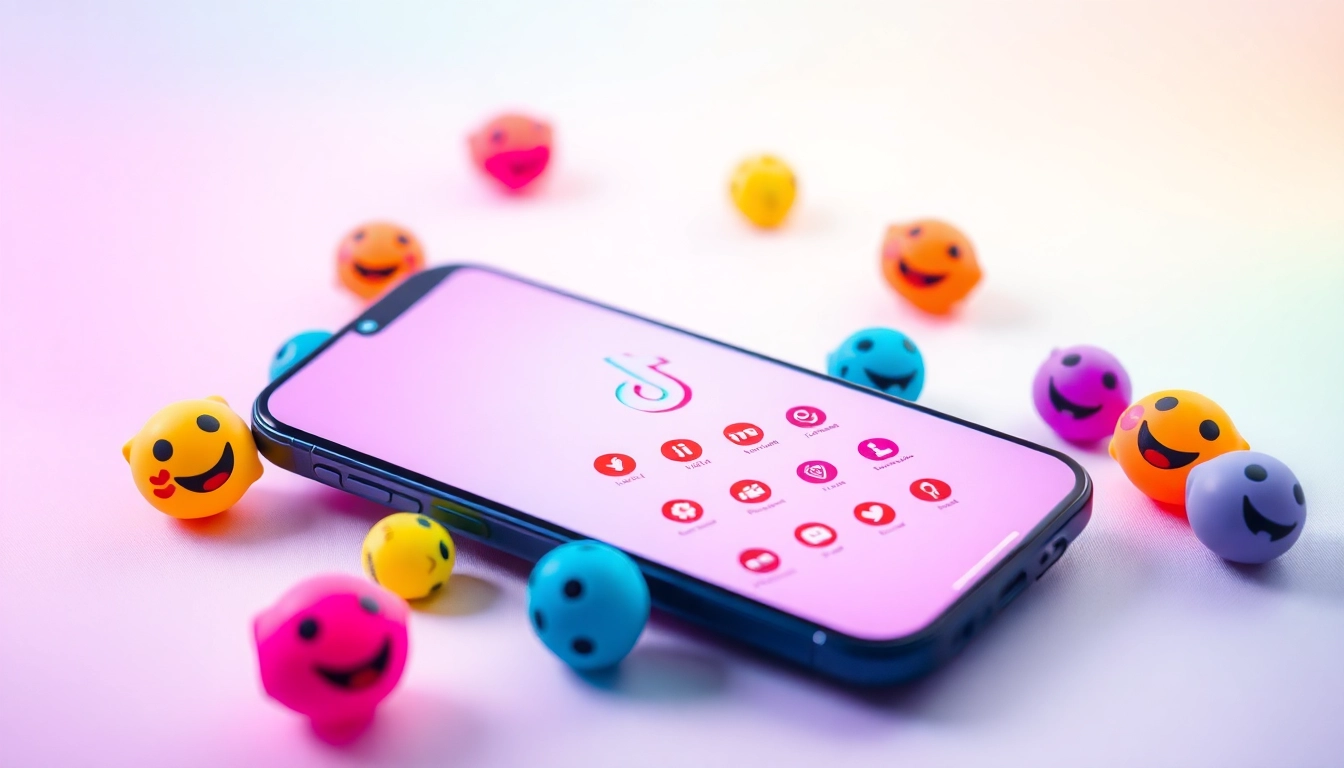Engaging display of TikTok emojis on a smartphone, showcasing expressive emoji designs.