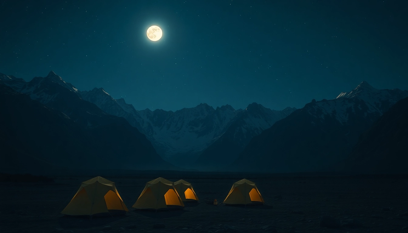 Experience the adventure of expedition camping at https://wpedition.com/ in a serene mountain landscape under the stars.