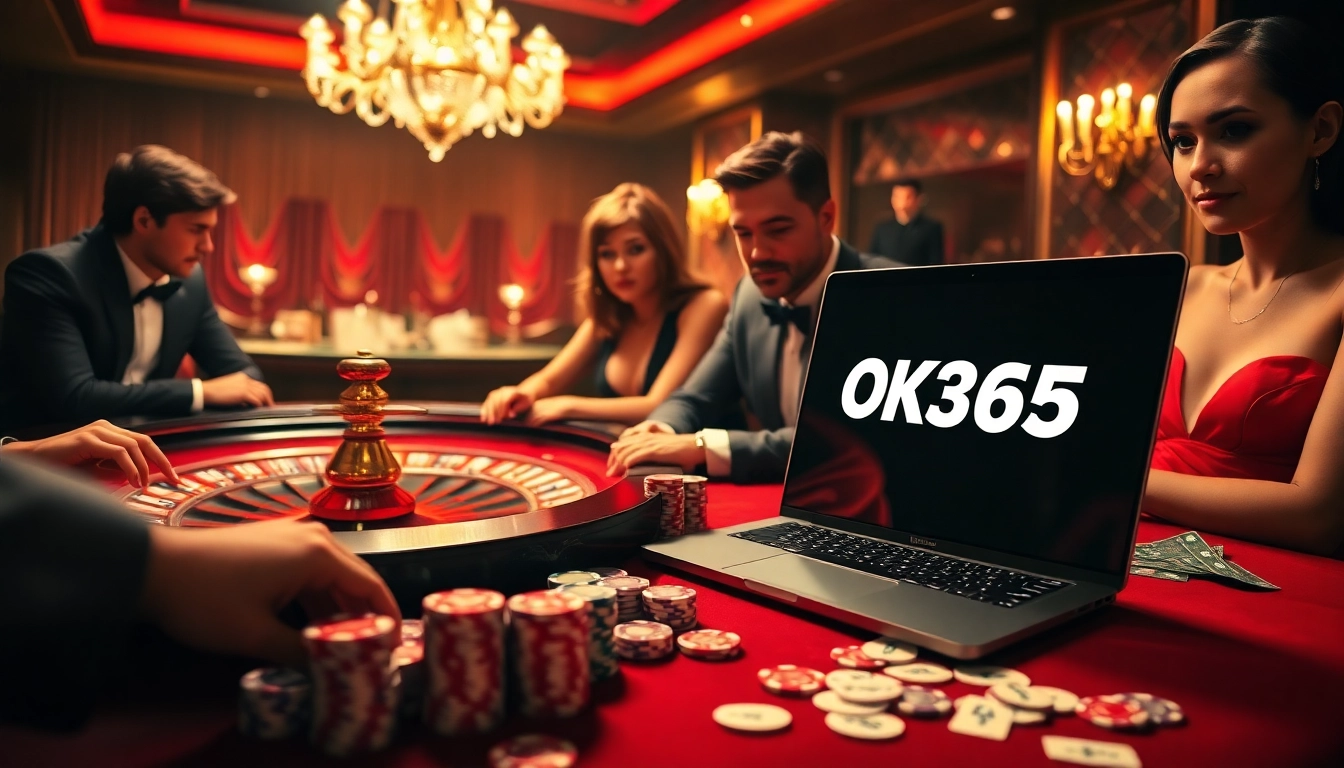 Experience thrilling gambling action at https://Ok365.ru.com/ with players engaging at a luxurious poker table.