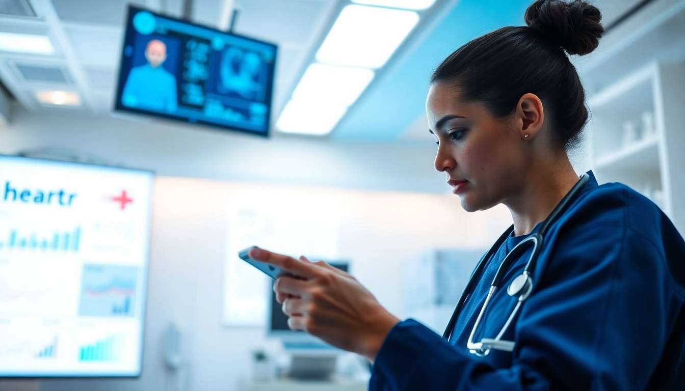 Interact with digital health tools at trevia.com, showcasing advanced technology in a clinical environment.