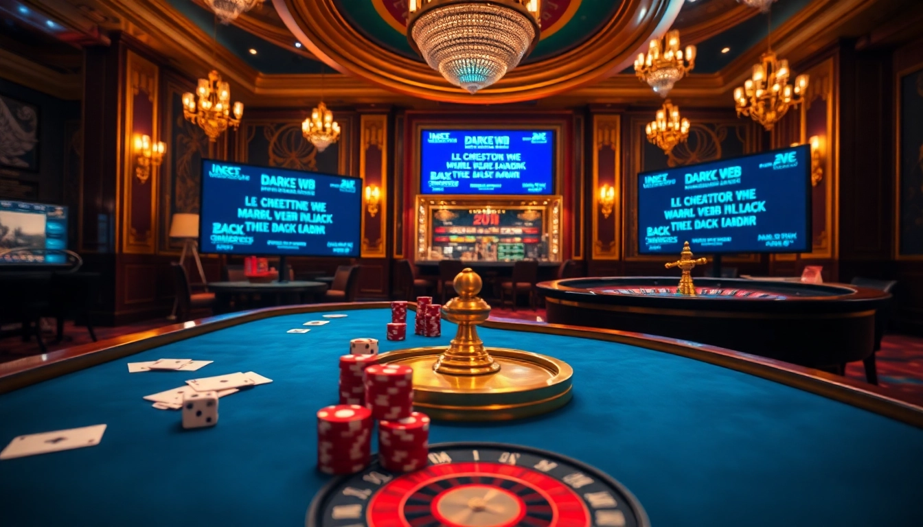 Winning bets and strategies in the hidden wiki dark web’s casino environment featuring tables and poker chips.