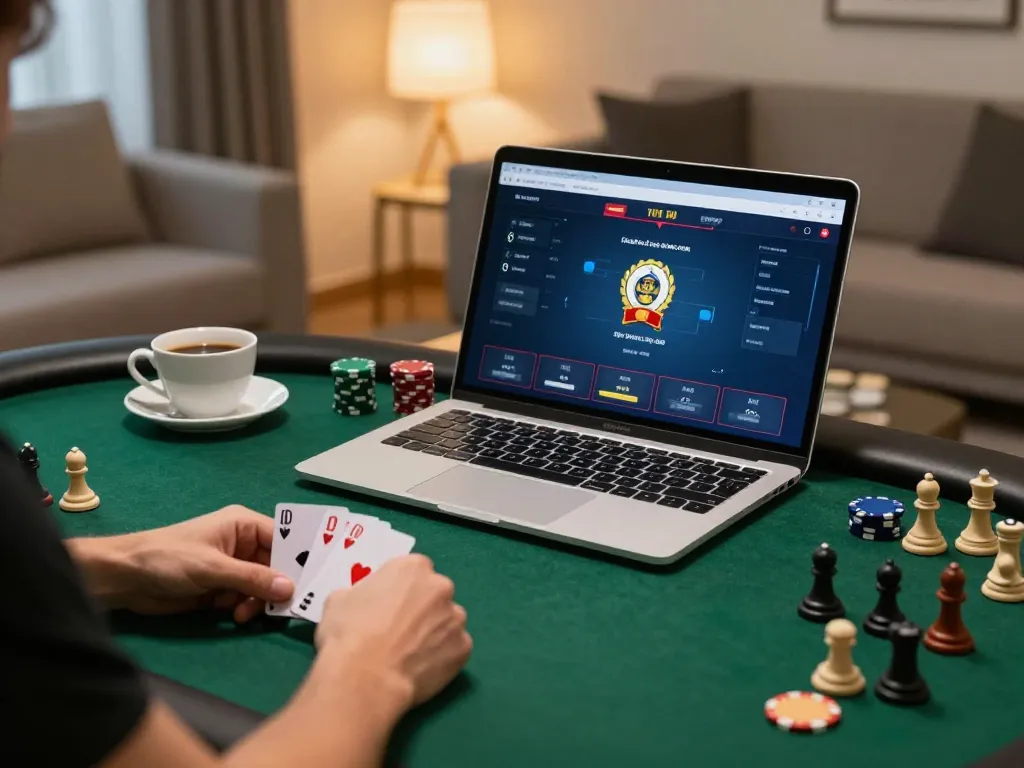 Player engages in a winning hand at 388bet's online poker table, showcasing strategy and excitement.