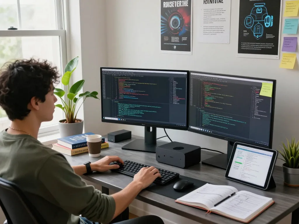 Moltbot AI developer using a Mac Mini in a modern home office environment