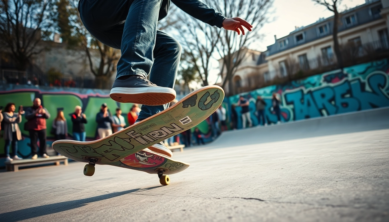 Skateboarder performing tricks at Ecole skate paris, capturing the vibrant skate culture.