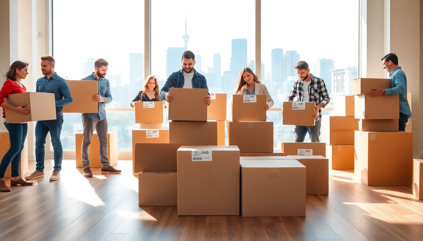 Efficient team providing Toronto moving services in a bright, professional setting.
