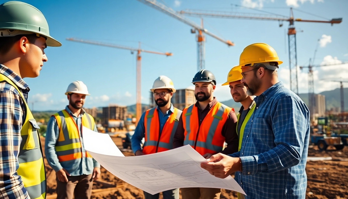Engaging scene of the hawaii construction association professionals collaborating on-site.