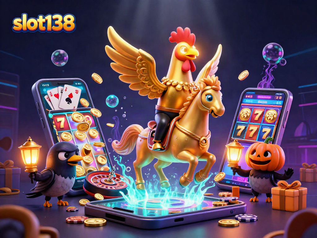 Spin and win with slot138 as vibrant gaming elements explode in this enchanting casino scene.